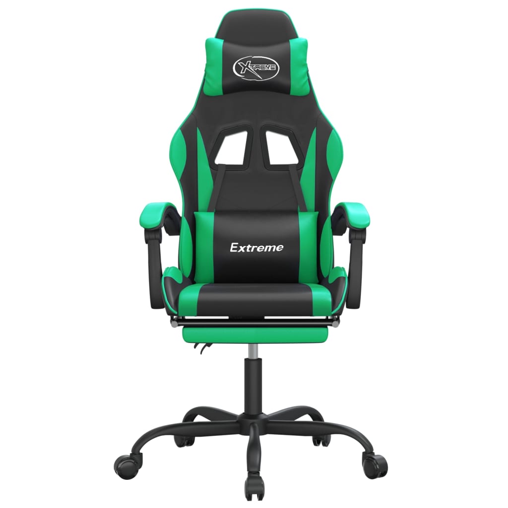 Gamestoel met voetensteun kunstleer zwart en groen is nu te koop bij PeponiXL, paradijselijk wonen!
