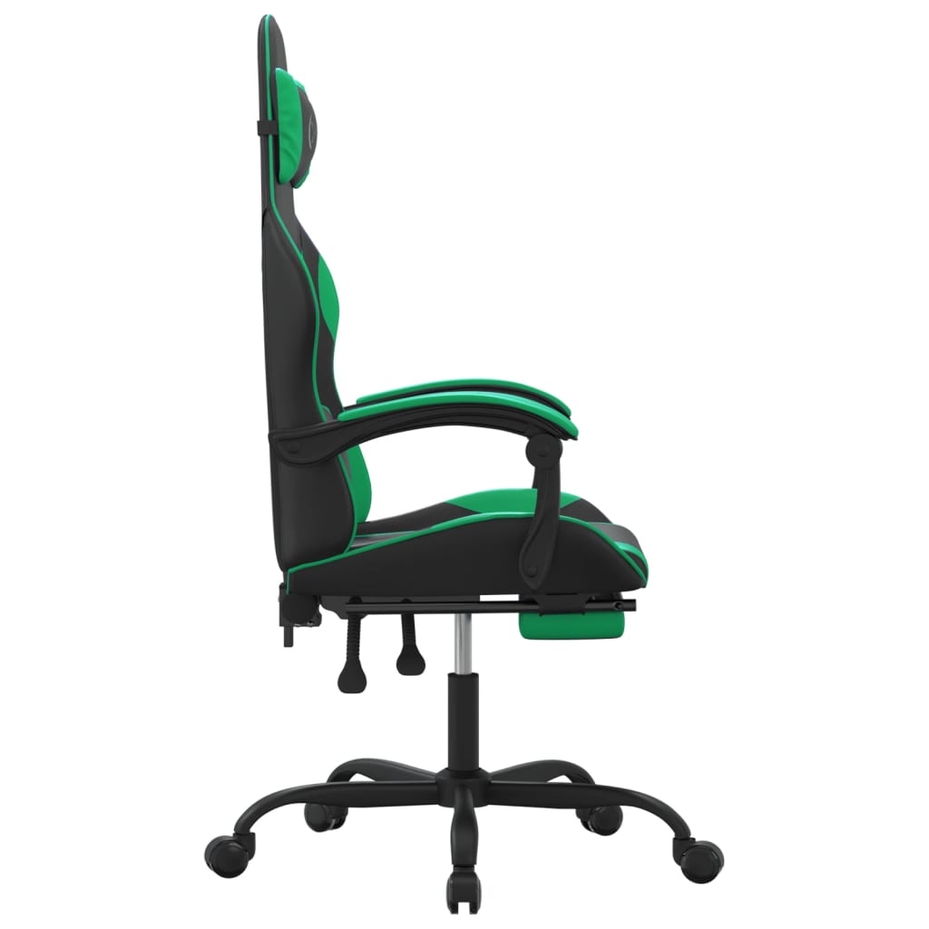 Gamestoel met voetensteun kunstleer zwart en groen is nu te koop bij PeponiXL, paradijselijk wonen!