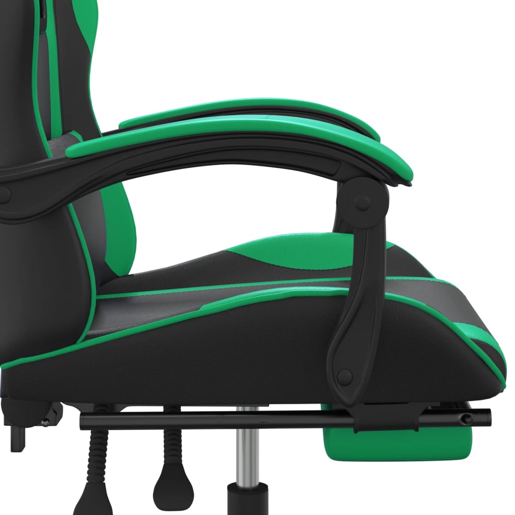 Gamestoel met voetensteun kunstleer zwart en groen is nu te koop bij PeponiXL, paradijselijk wonen!