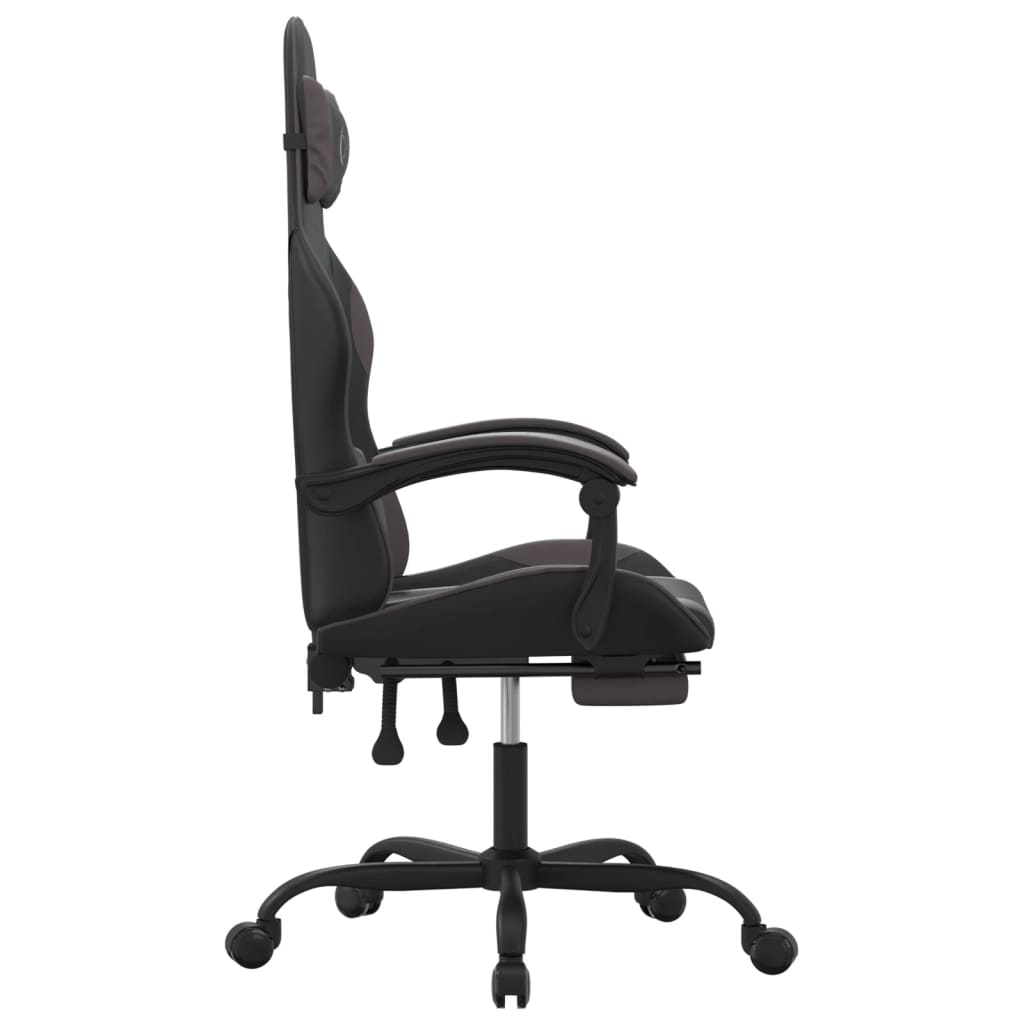 Gamestoel met voetensteun kunstleer zwart en grijs is nu te koop bij PeponiXL, paradijselijk wonen!
