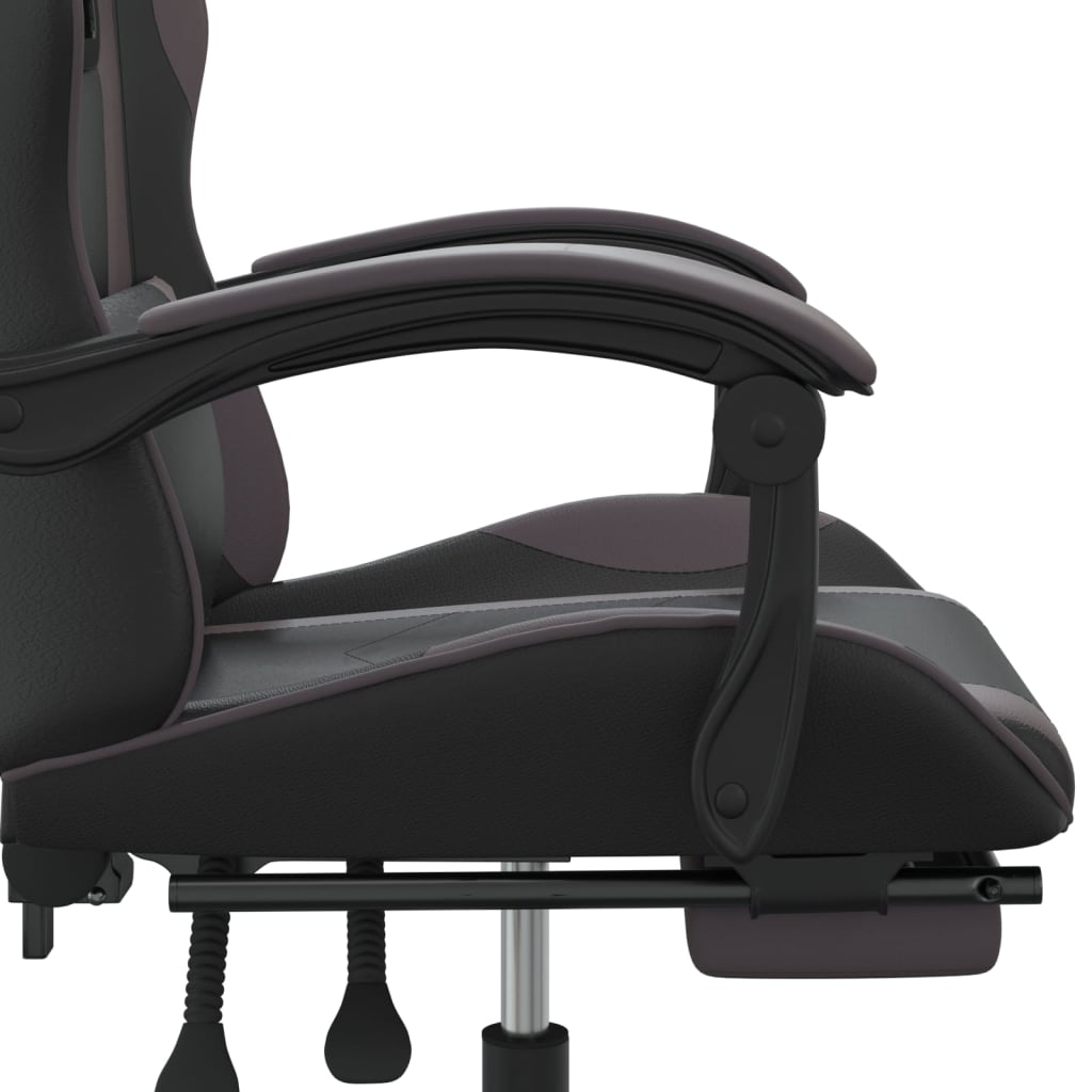 Gamestoel met voetensteun kunstleer zwart en grijs is nu te koop bij PeponiXL, paradijselijk wonen!