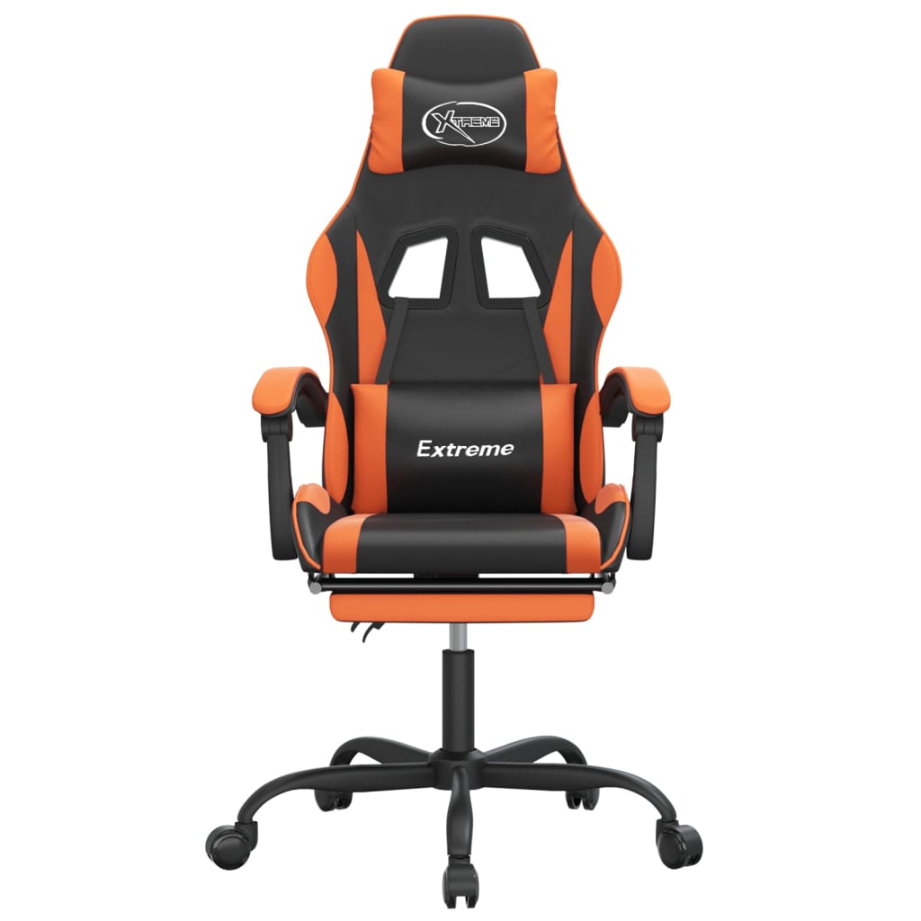 Gamestoel met voetensteun kunstleer zwart en oranje is nu te koop bij PeponiXL, paradijselijk wonen!
