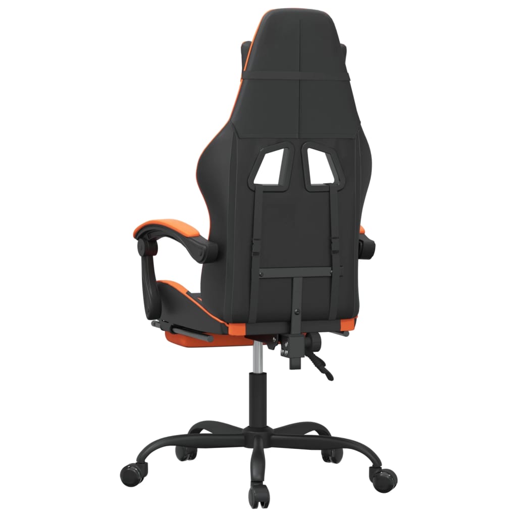 Gamestoel met voetensteun kunstleer zwart en oranje is nu te koop bij PeponiXL, paradijselijk wonen!