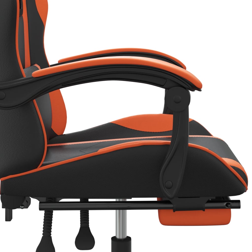 Gamestoel met voetensteun kunstleer zwart en oranje is nu te koop bij PeponiXL, paradijselijk wonen!