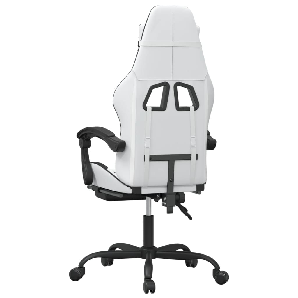 Gamestoel met voetensteun kunstleer wit en zwart is nu te koop bij PeponiXL, paradijselijk wonen!