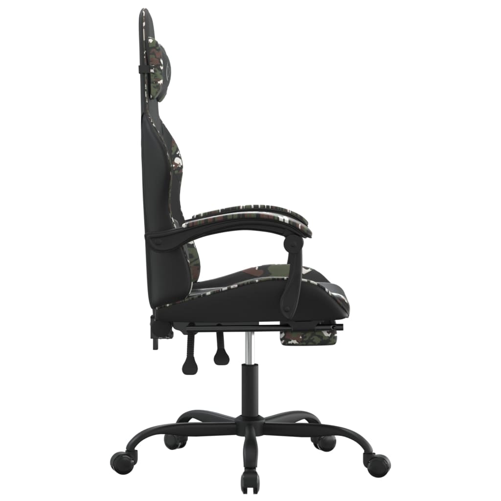 Gamestoel met voetensteun kunstleer zwart en camouflage is nu te koop bij PeponiXL, paradijselijk wonen!