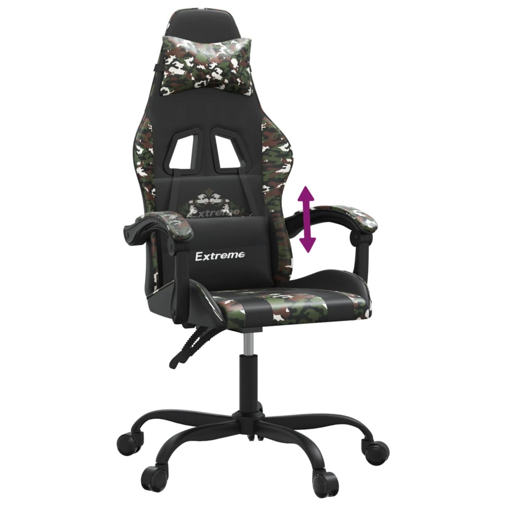 Gamestoel kunstleer zwart en camouflage is nu te koop bij PeponiXL, paradijselijk wonen!
