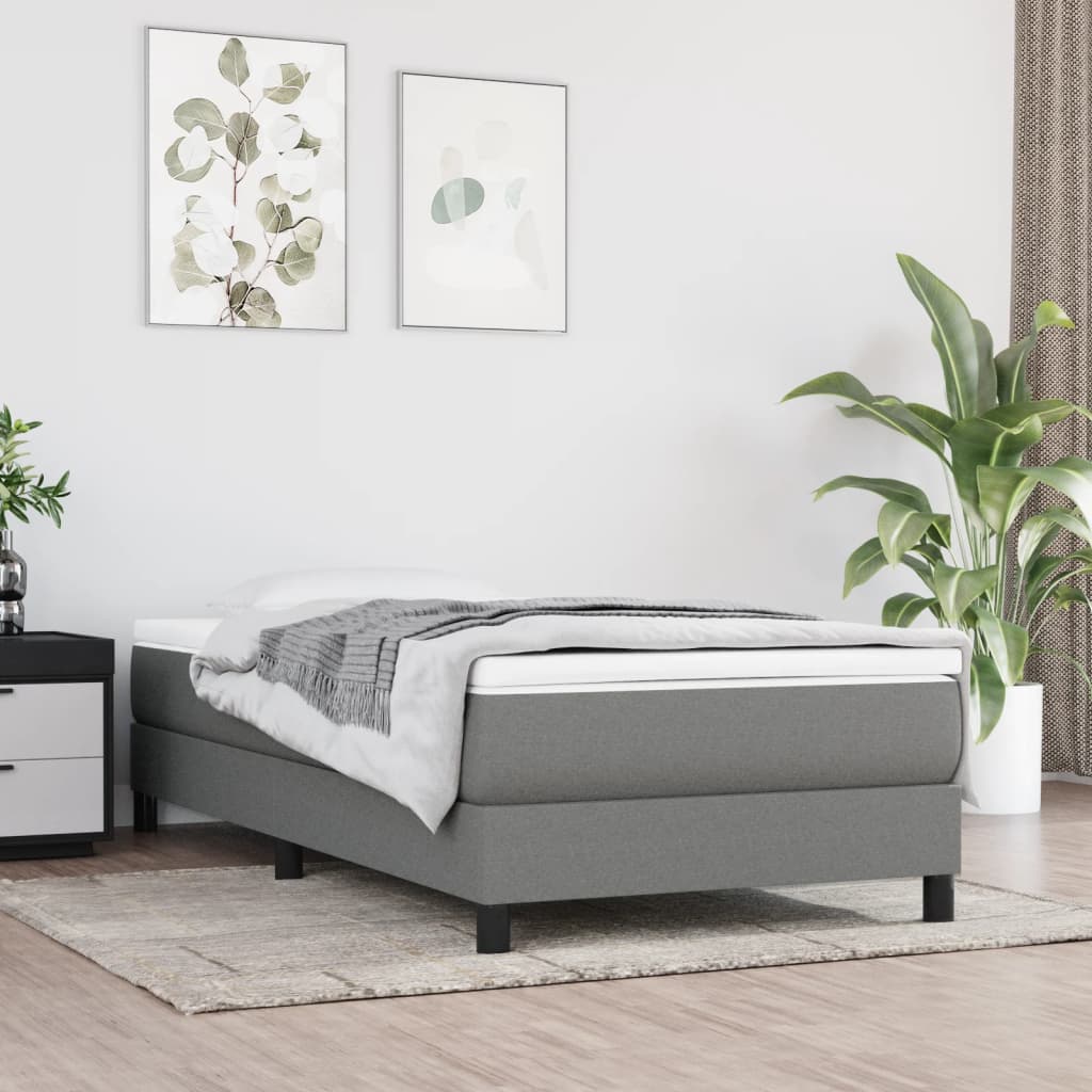 Boxspring bed 100x200 cm stof donkergrijs is nu te koop bij PeponiXL, paradijselijk wonen!