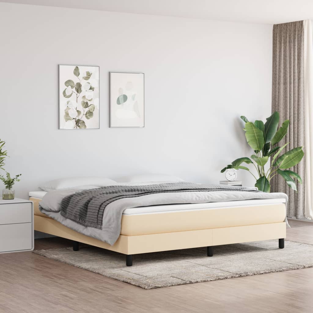 Boxspring bed stof crèmekleurig 160x200 cm is nu te koop bij PeponiXL, paradijselijk wonen!