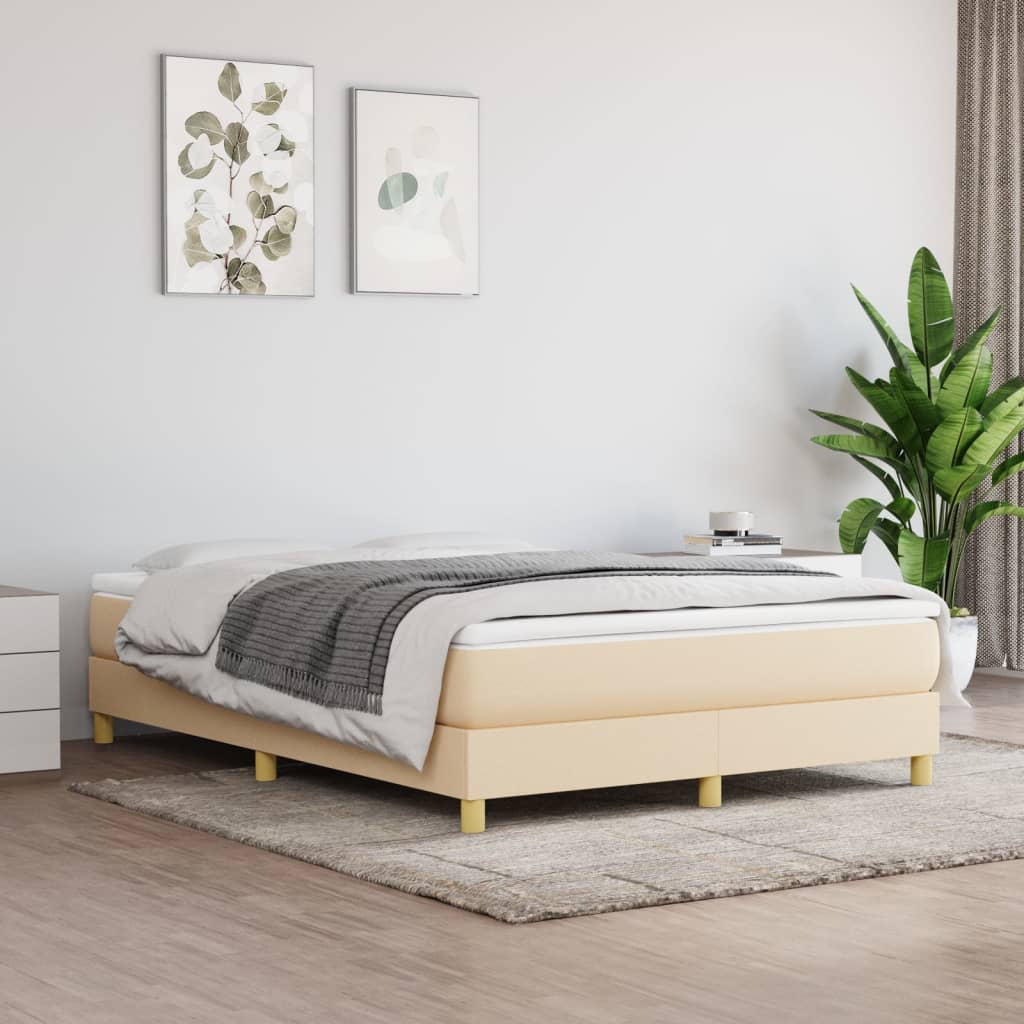 Boxspring bed stof crèmekleurig 140x190 cm is nu te koop bij PeponiXL, paradijselijk wonen!