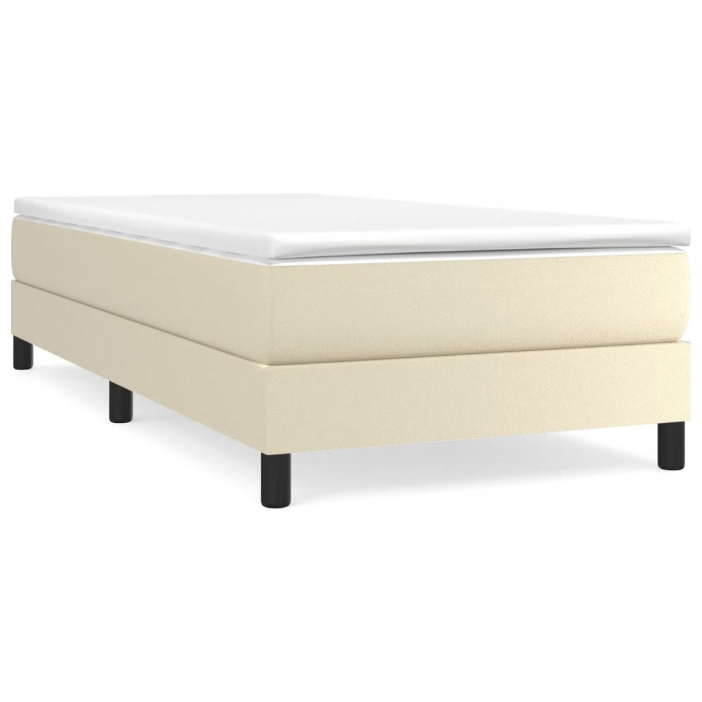 Boxspring bed kunstleer crèmekleurig 80x200 cm is nu te koop bij PeponiXL, paradijselijk wonen!