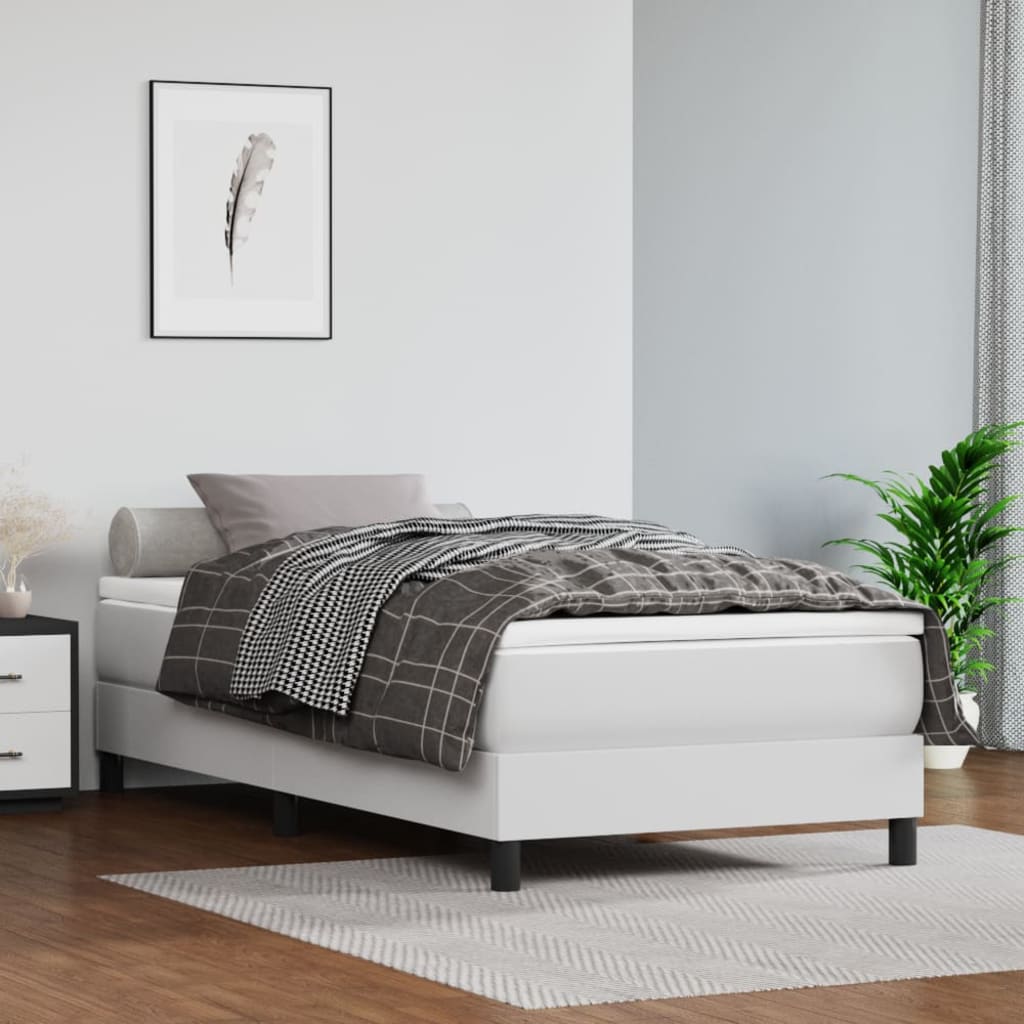 Boxspring bed kunstleer wit 90x190 cm is nu te koop bij PeponiXL, paradijselijk wonen!