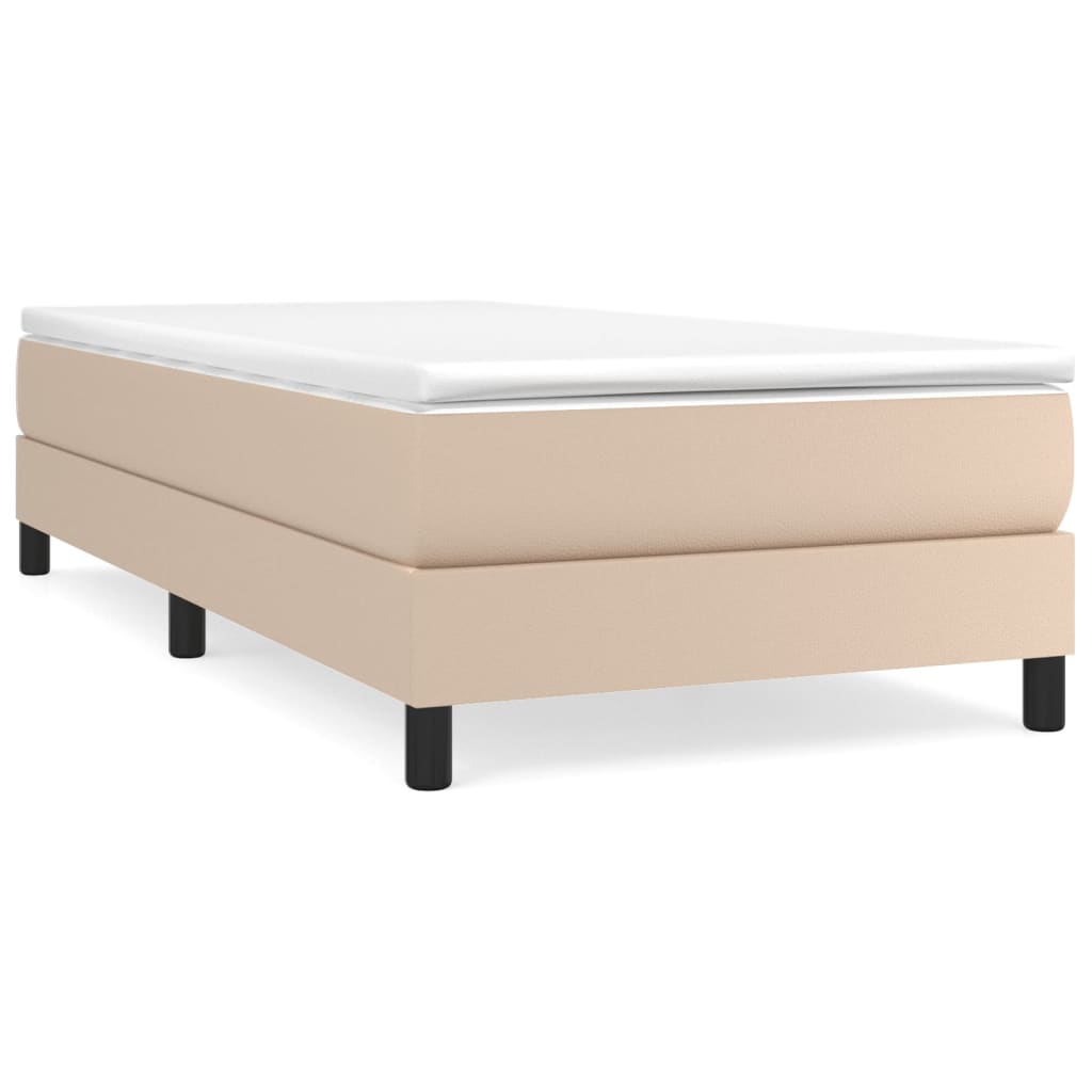 Boxspring bed kunstleer cappuccinokleurig 90x190 cm is nu te koop bij PeponiXL, paradijselijk wonen!
