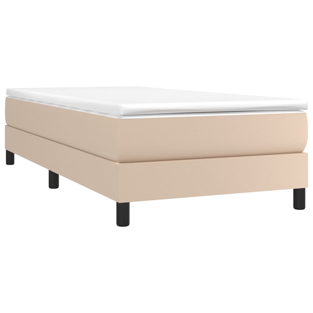 Boxspring bed kunstleer cappuccinokleurig 90x190 cm is nu te koop bij PeponiXL, paradijselijk wonen!