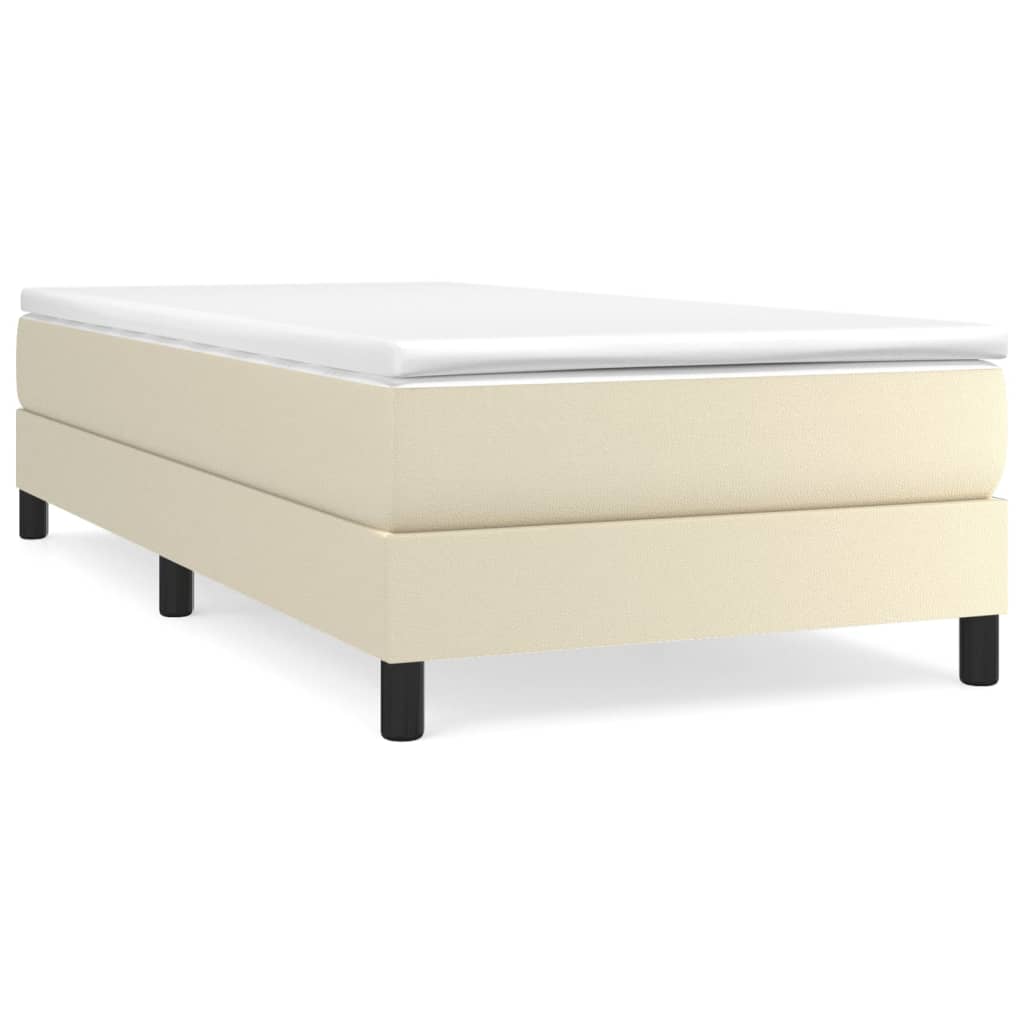 Boxspring bed kunstleer crèmekleurig 90x200 cm is nu te koop bij PeponiXL, paradijselijk wonen!