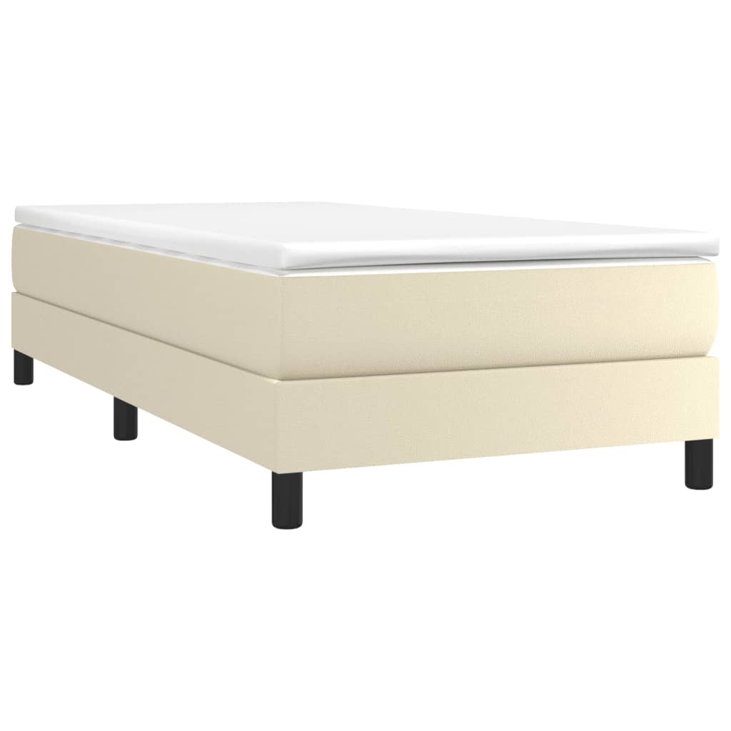 Boxspring bed kunstleer crèmekleurig 90x200 cm is nu te koop bij PeponiXL, paradijselijk wonen!