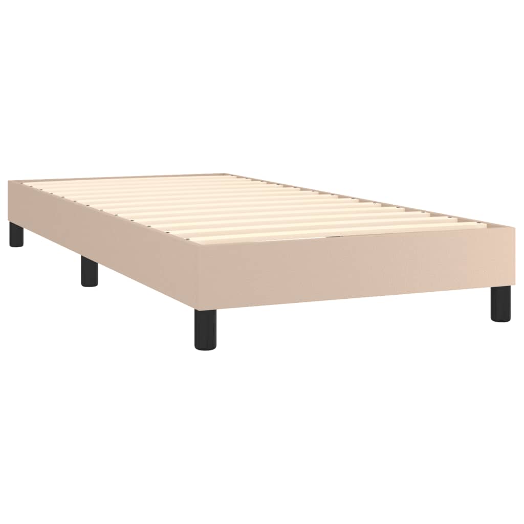 Boxspring bed kunstleer cappuccinokleurig 90x200 cm is nu te koop bij PeponiXL, paradijselijk wonen!