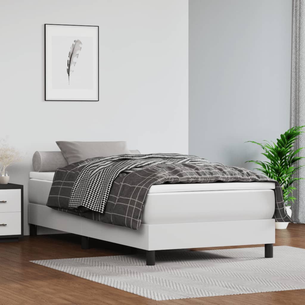 Boxspring bed kunstleer wit 100x200 cm is nu te koop bij PeponiXL, paradijselijk wonen!