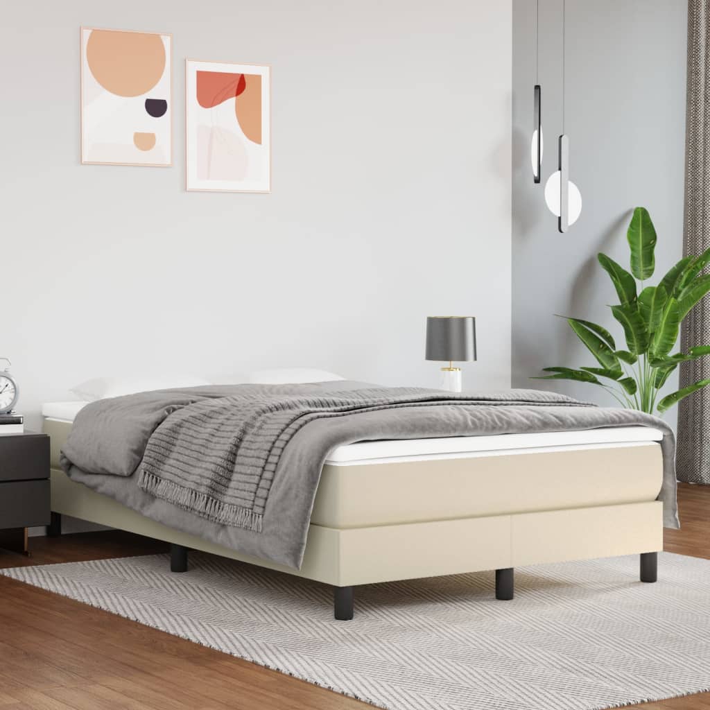 Boxspring bed kunstleer crèmekleurig 120x200 cm is nu te koop bij PeponiXL, paradijselijk wonen!