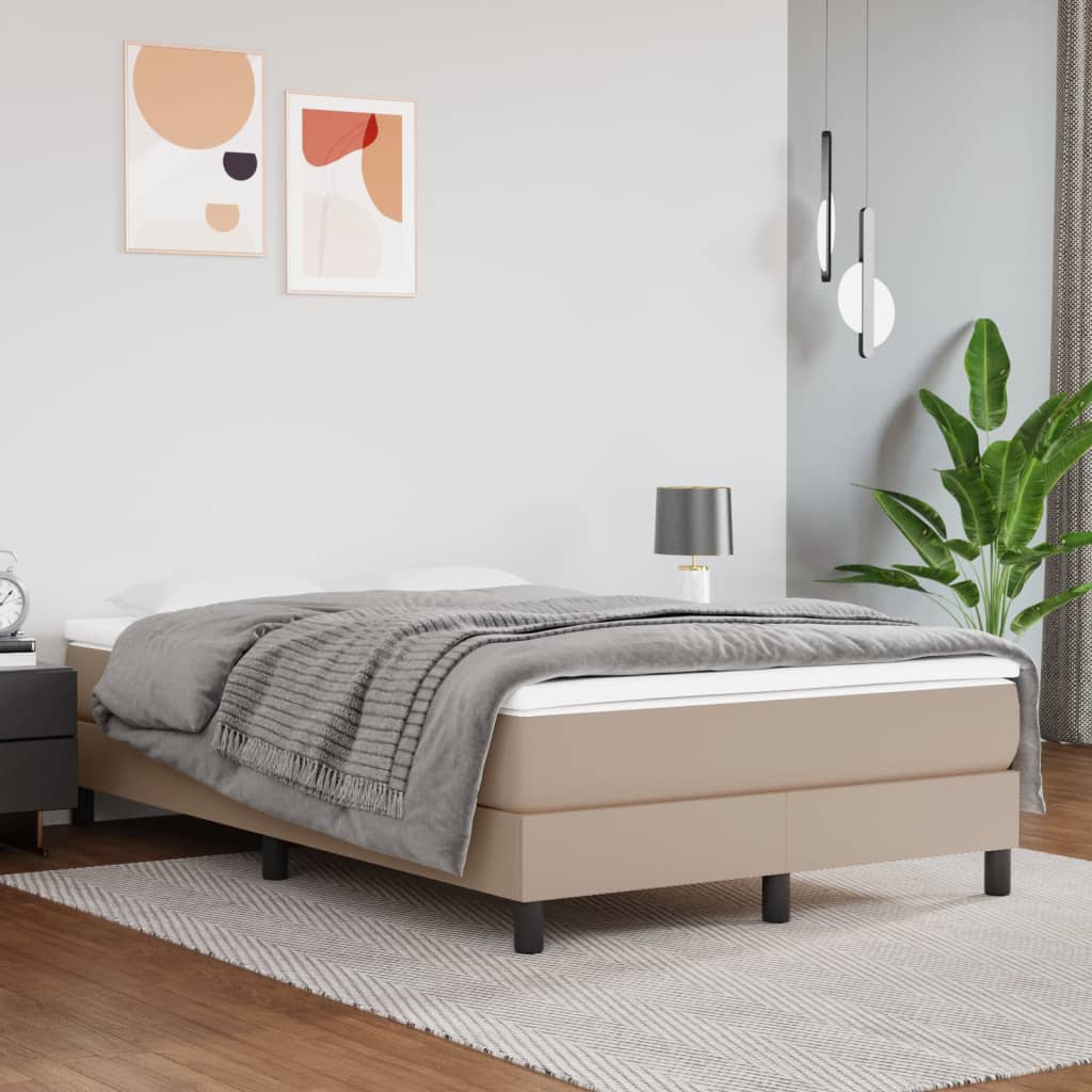 Boxspring bed kunstleer cappuccinokleurig 120x200 cm is nu te koop bij PeponiXL, paradijselijk wonen!