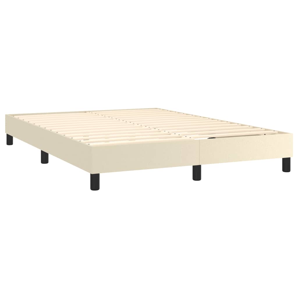 Boxspring bed kunstleer crèmekleurig 140x190 cm is nu te koop bij PeponiXL, paradijselijk wonen!