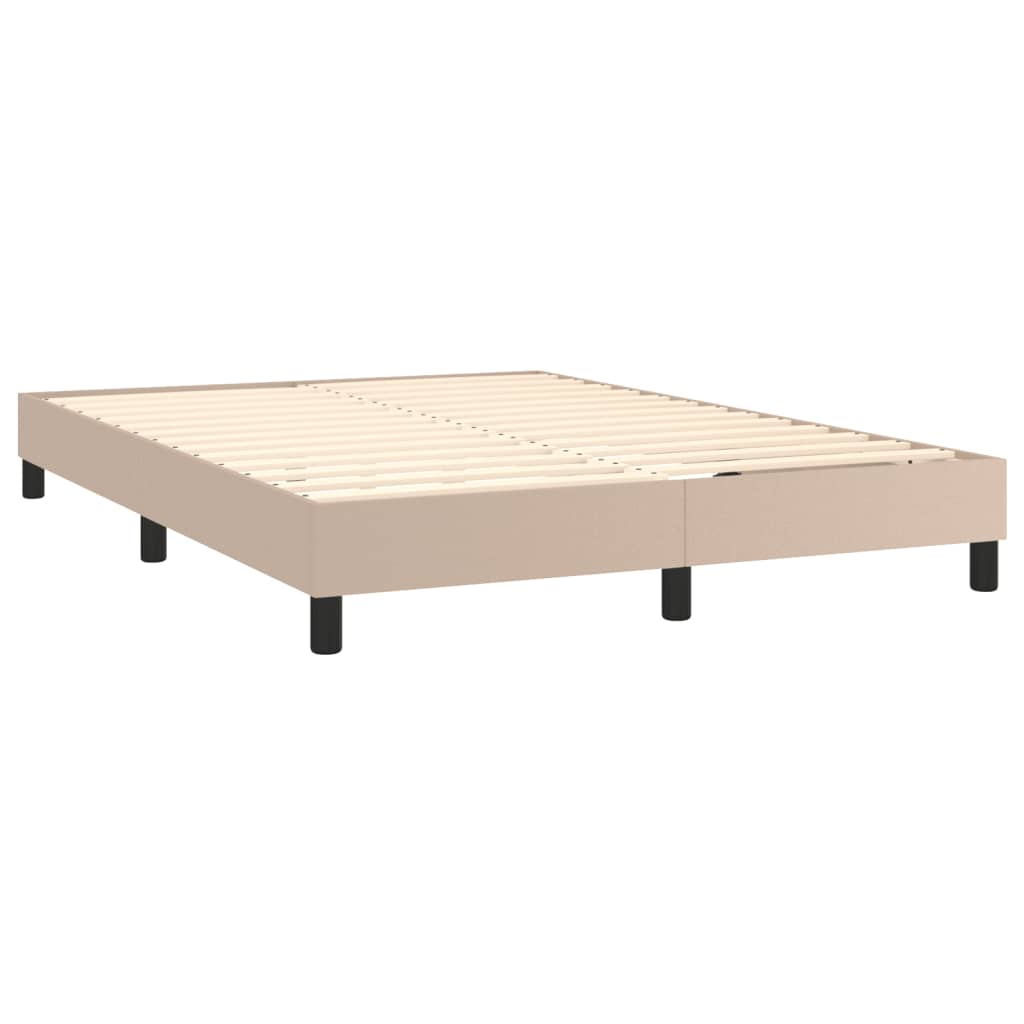 Boxspring bed kunstleer cappuccinokleurig 140x200 cm is nu te koop bij PeponiXL, paradijselijk wonen!