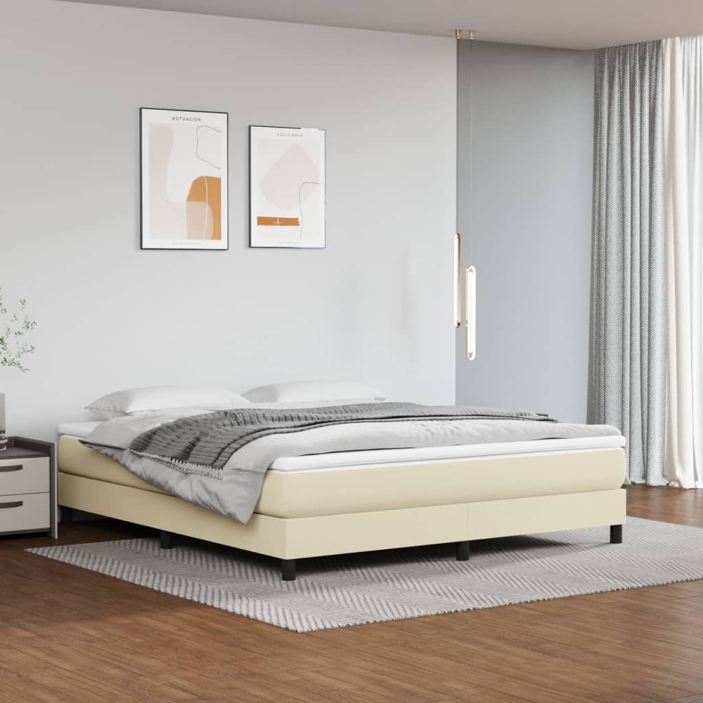 Boxspring bed kunstleer crèmekleurig 160x200 cm is nu te koop bij PeponiXL, paradijselijk wonen!