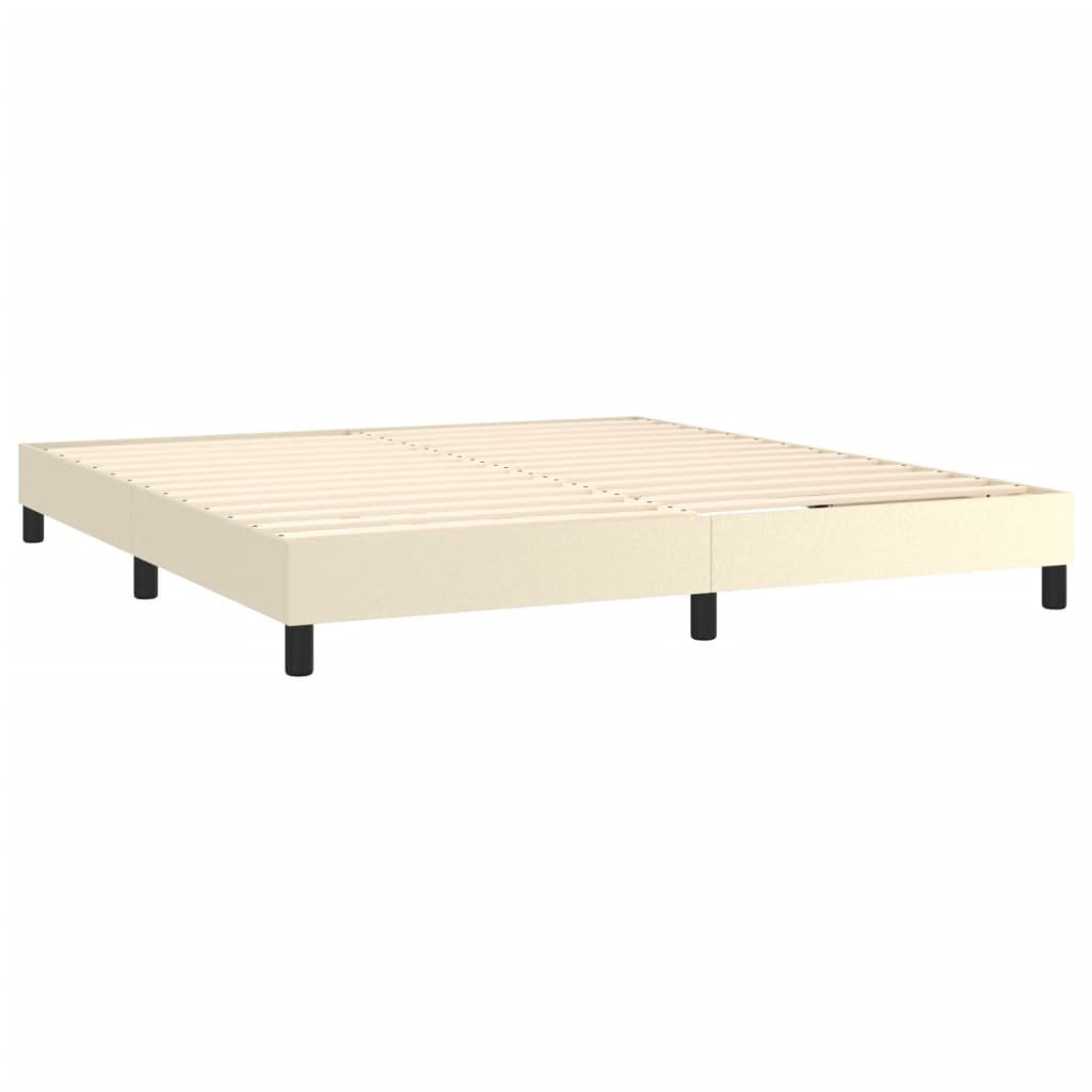 Boxspring bed kunstleer crèmekleurig 180x200 cm is nu te koop bij PeponiXL, paradijselijk wonen!