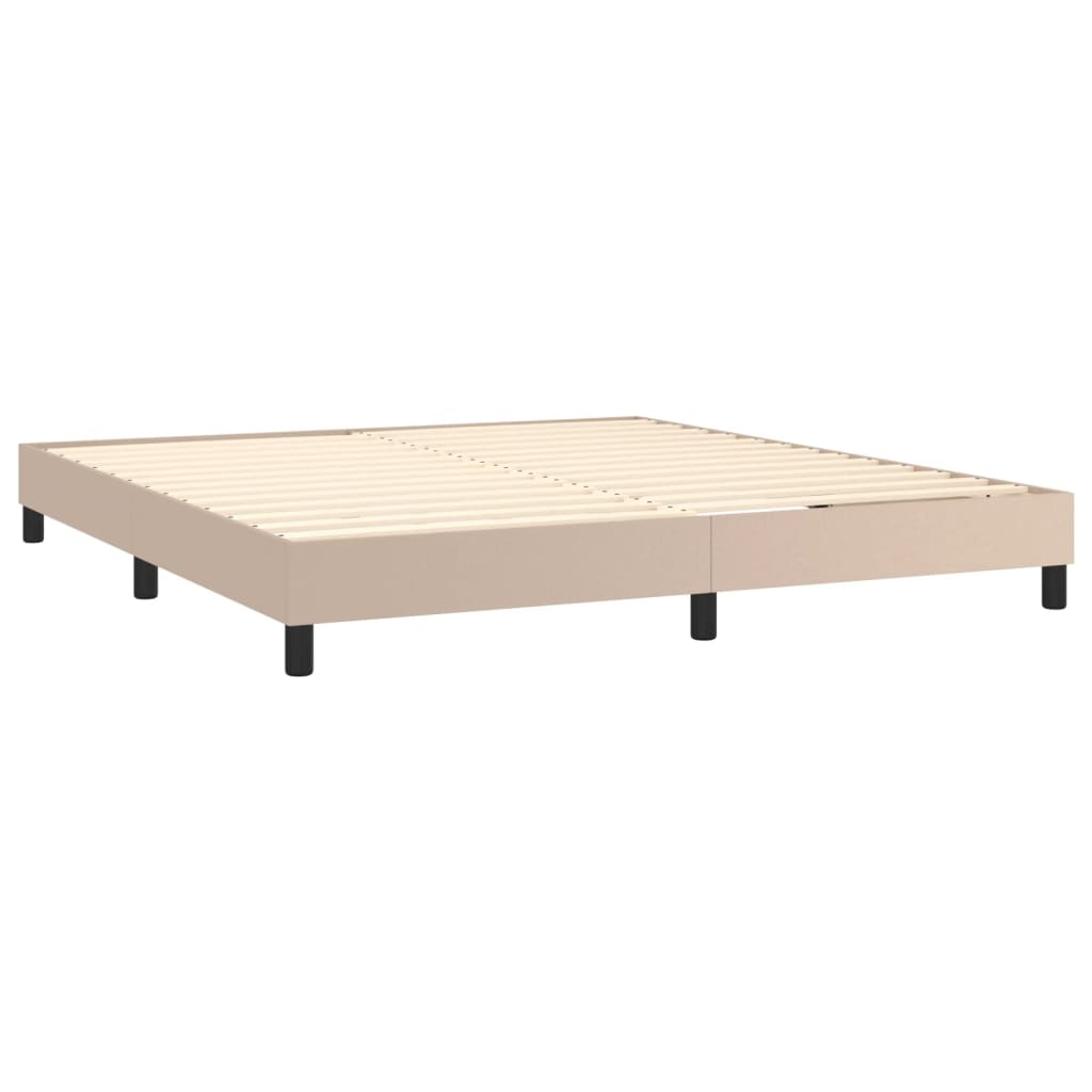 Boxspring bed kunstleer cappuccinokleurig 180x200 cm is nu te koop bij PeponiXL, paradijselijk wonen!