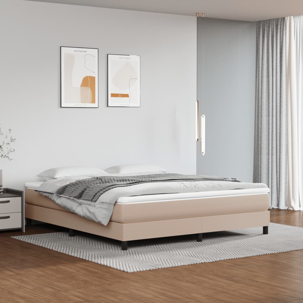Boxspring bed kunstleer cappuccinokleurig 180x200 cm is nu te koop bij PeponiXL, paradijselijk wonen!