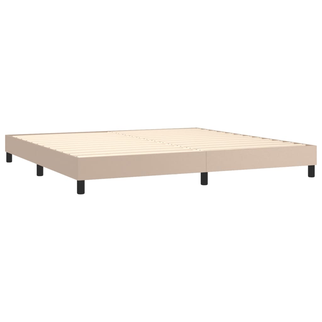Boxspring bed kunstleer cappuccinokleurig 200x200 cm is nu te koop bij PeponiXL, paradijselijk wonen!