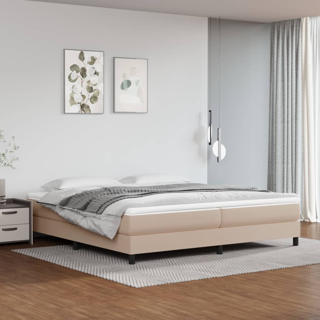 Boxspring bed kunstleer cappuccinokleurig 200x200 cm is nu te koop bij PeponiXL, paradijselijk wonen!