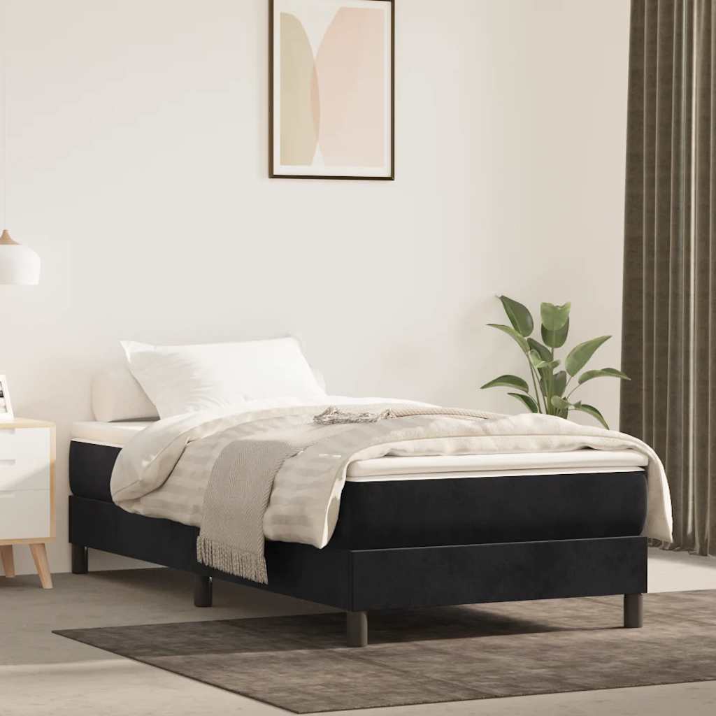 Boxspring bed fluweel zwart 80x200 cm is nu te koop bij PeponiXL, paradijselijk wonen!