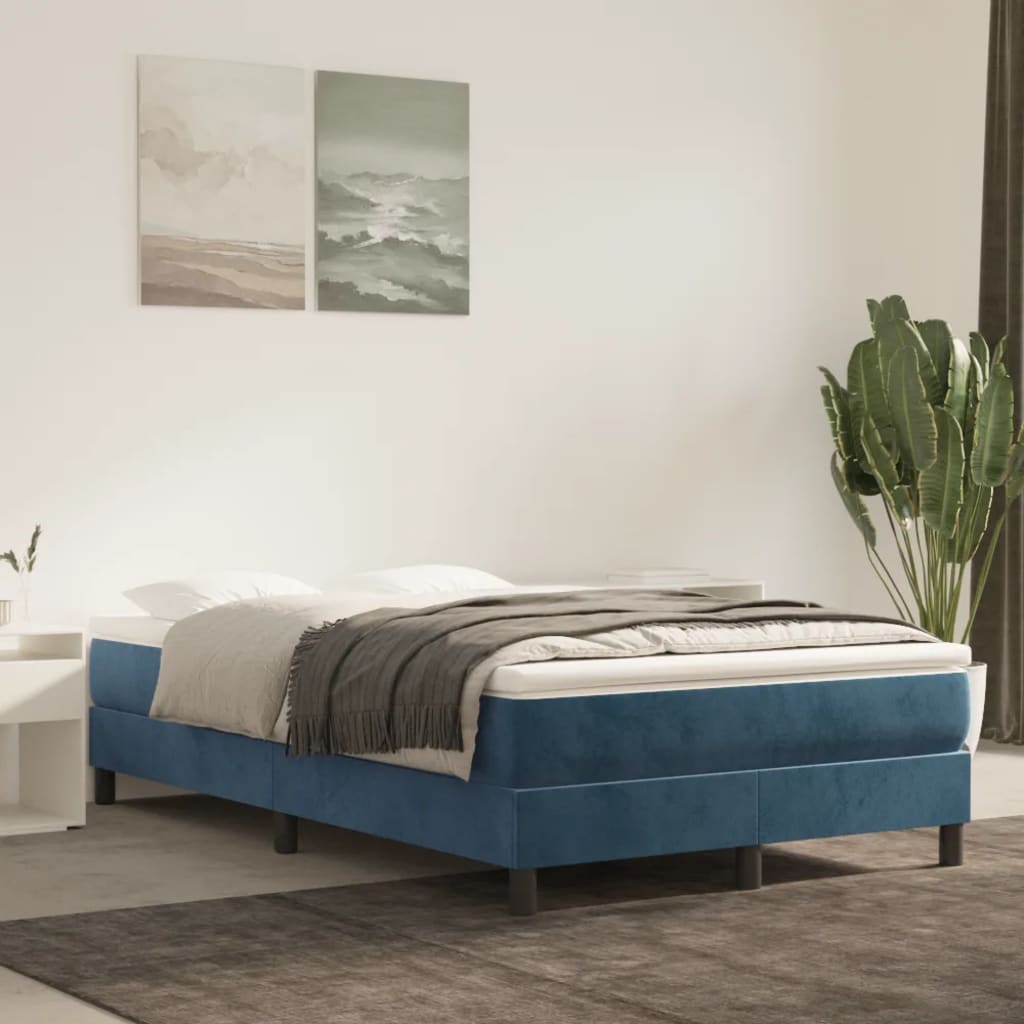 Boxspring bed 120x200 cm fluweel donkerblauw is nu te koop bij PeponiXL, paradijselijk wonen!