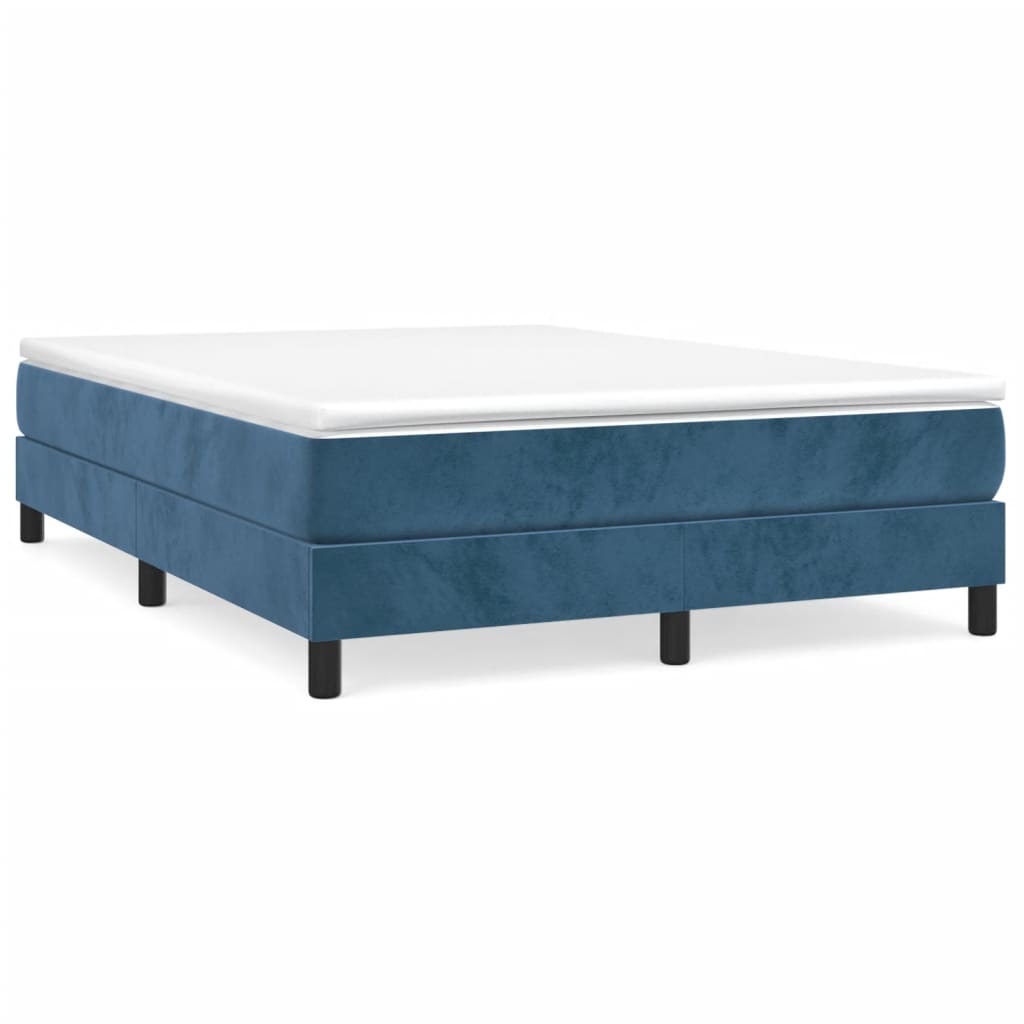 Boxspring bed 140x190 cm fluweel donkerblauw is nu te koop bij PeponiXL, paradijselijk wonen!