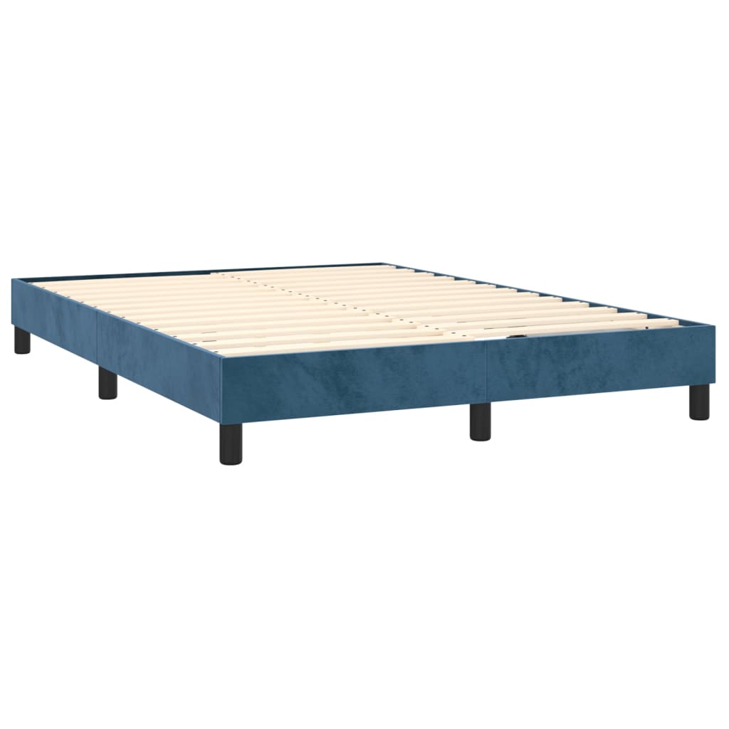 Boxspring bed 140x190 cm fluweel donkerblauw is nu te koop bij PeponiXL, paradijselijk wonen!