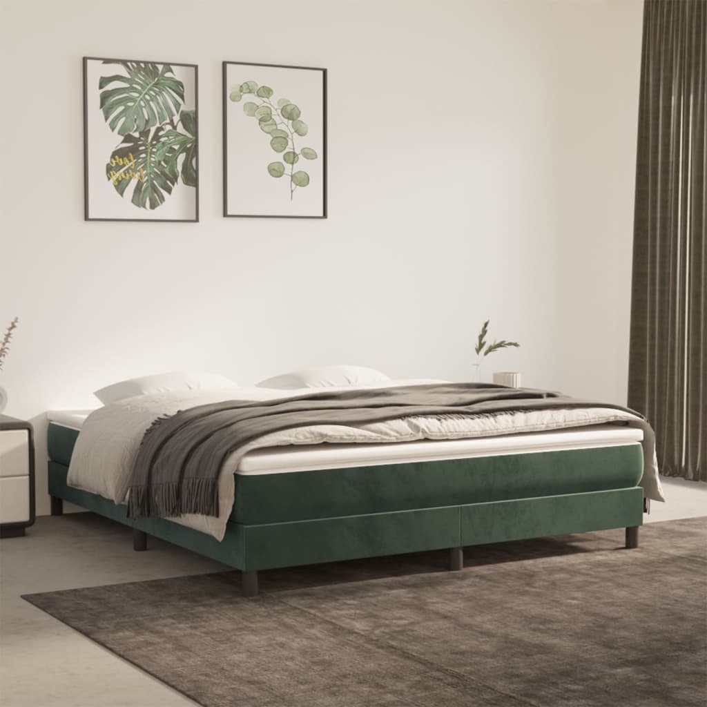 Boxspring bed 160x200 cm fluweel donkergroen is nu te koop bij PeponiXL, paradijselijk wonen!
