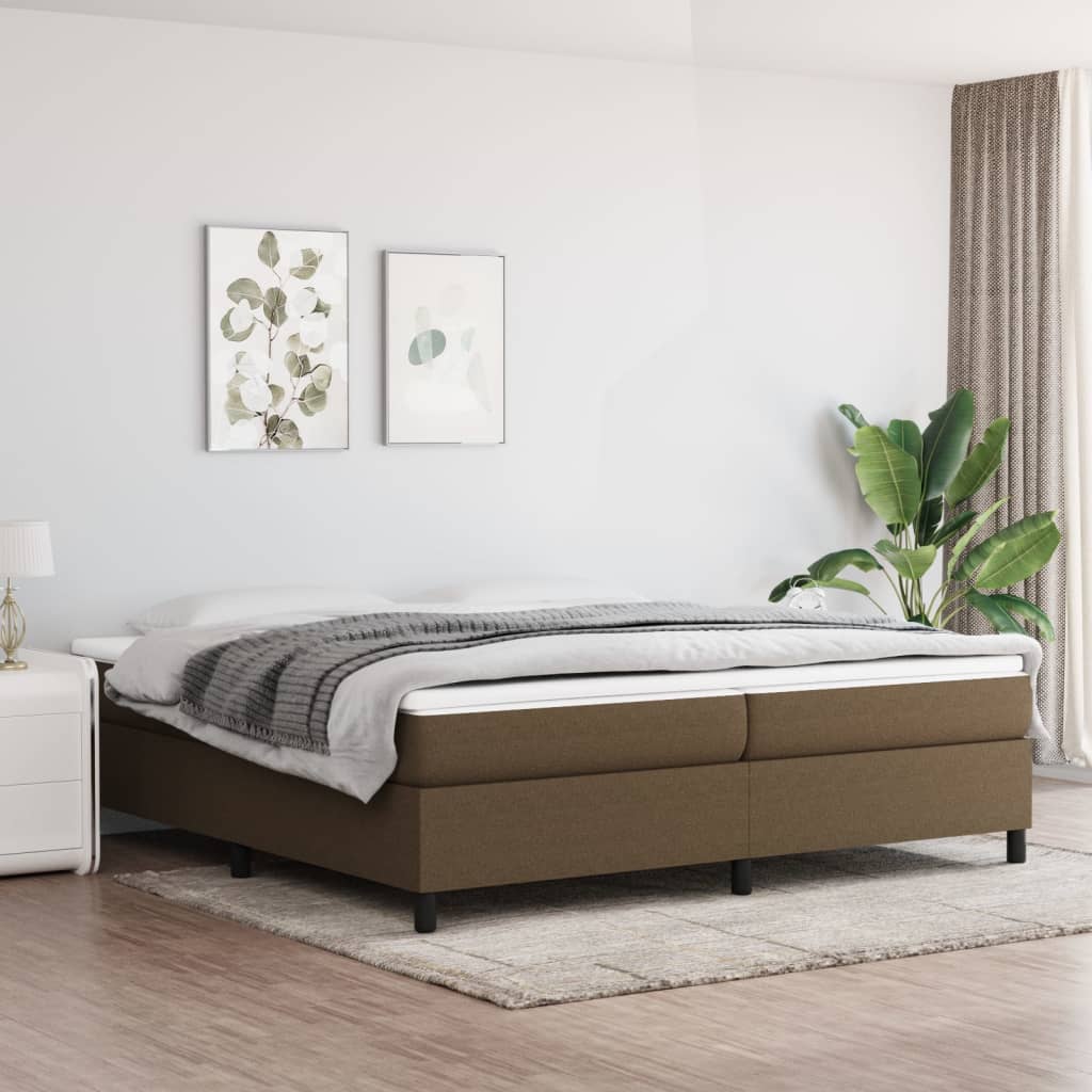 Boxspring bed stof donkerbruin 200x200 cm is nu te koop bij PeponiXL, paradijselijk wonen!