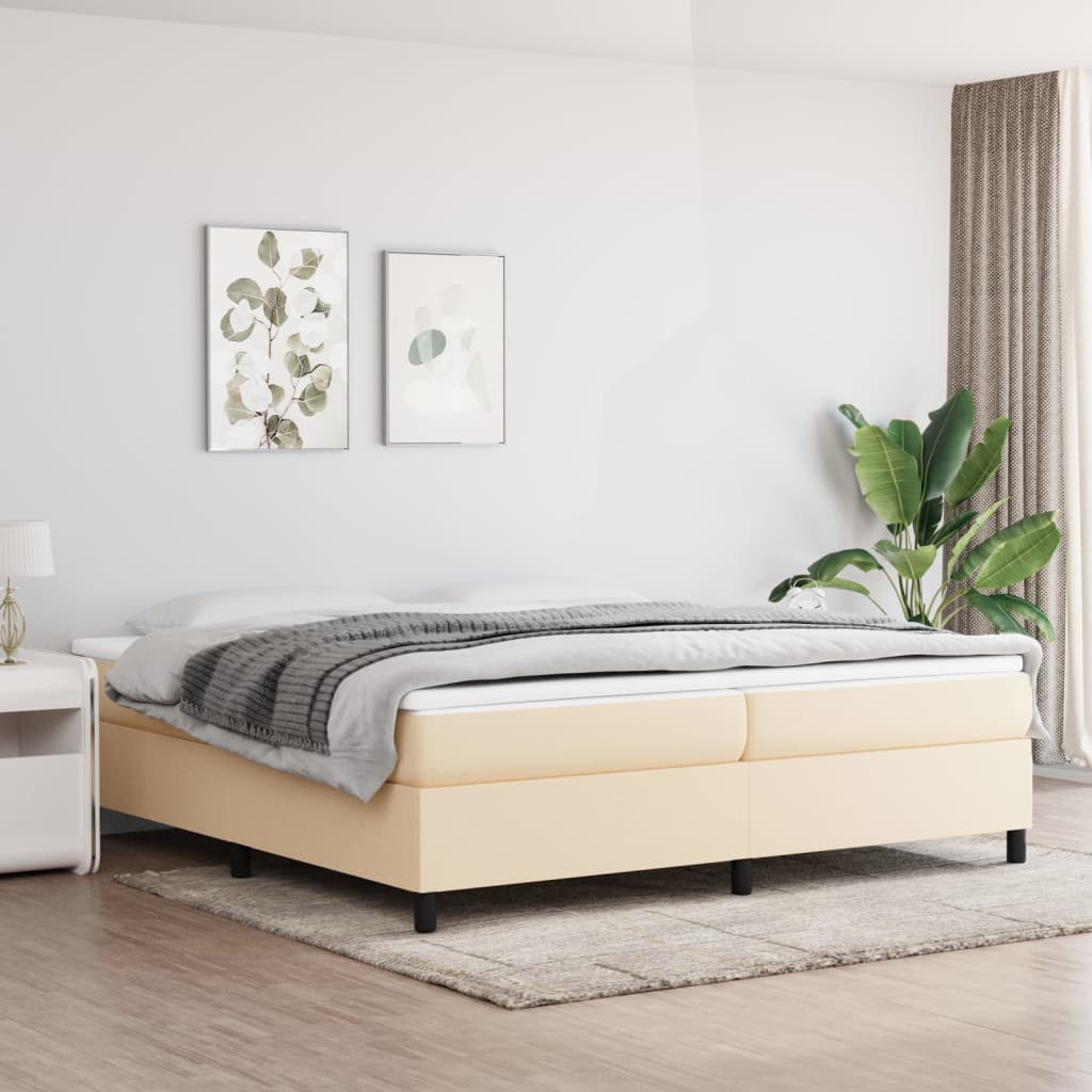 Boxspring bed stof crèmekleurig 200x200 cm is nu te koop bij PeponiXL, paradijselijk wonen!