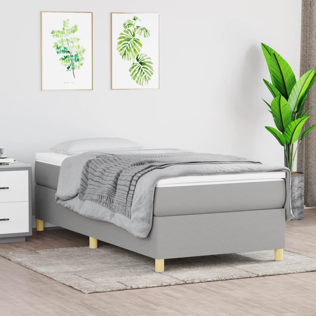 Boxspring bed 90x200 cm stof lichtgrijs is nu te koop bij PeponiXL, paradijselijk wonen!