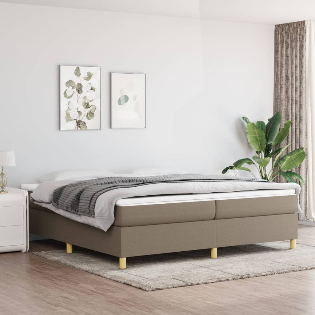 Boxspring bed stof taupe 200x200 cm is nu te koop bij PeponiXL, paradijselijk wonen!