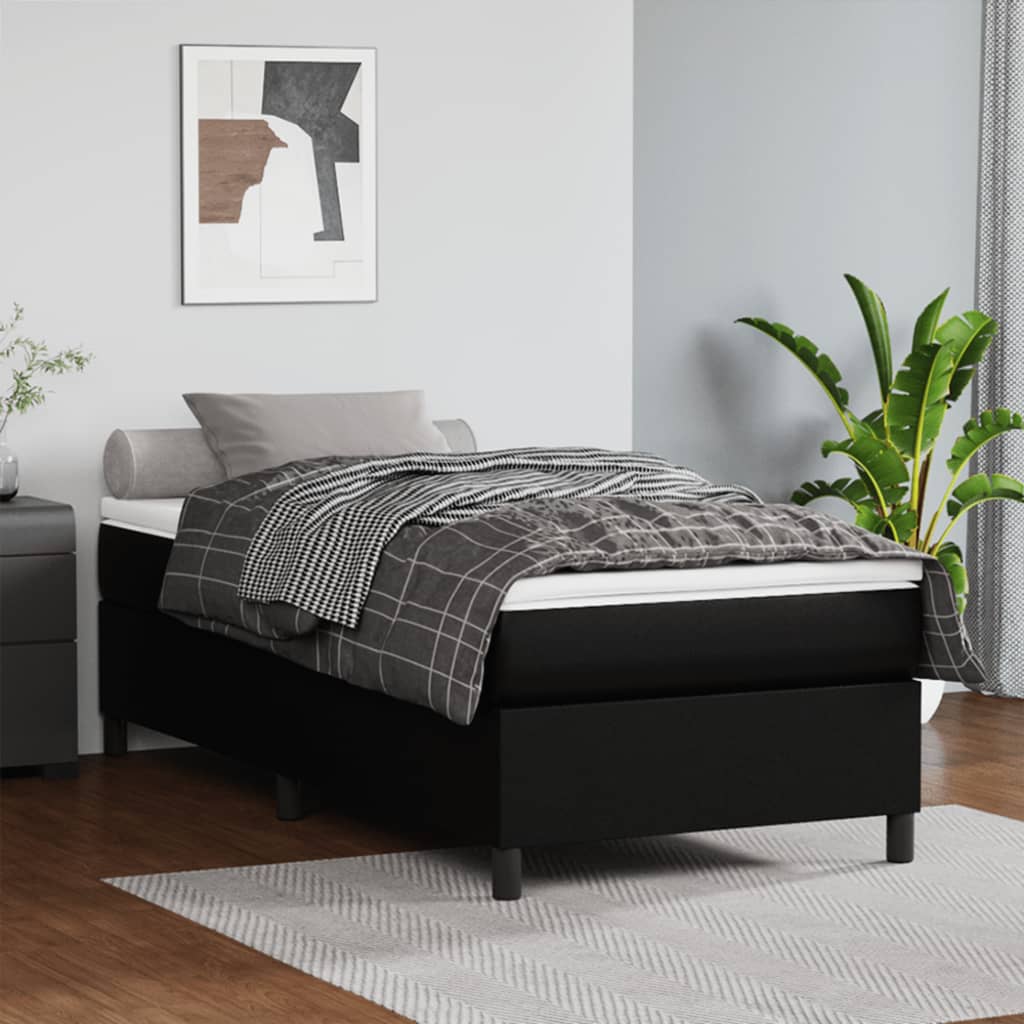 Boxspring bed kunstleer zwart 90x190 cm is nu te koop bij PeponiXL, paradijselijk wonen!