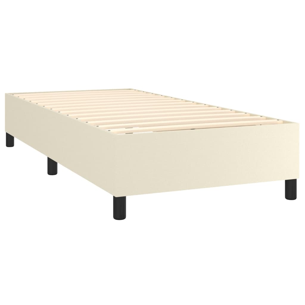 Boxspring bed kunstleer crèmekleurig 90x190 cm is nu te koop bij PeponiXL, paradijselijk wonen!