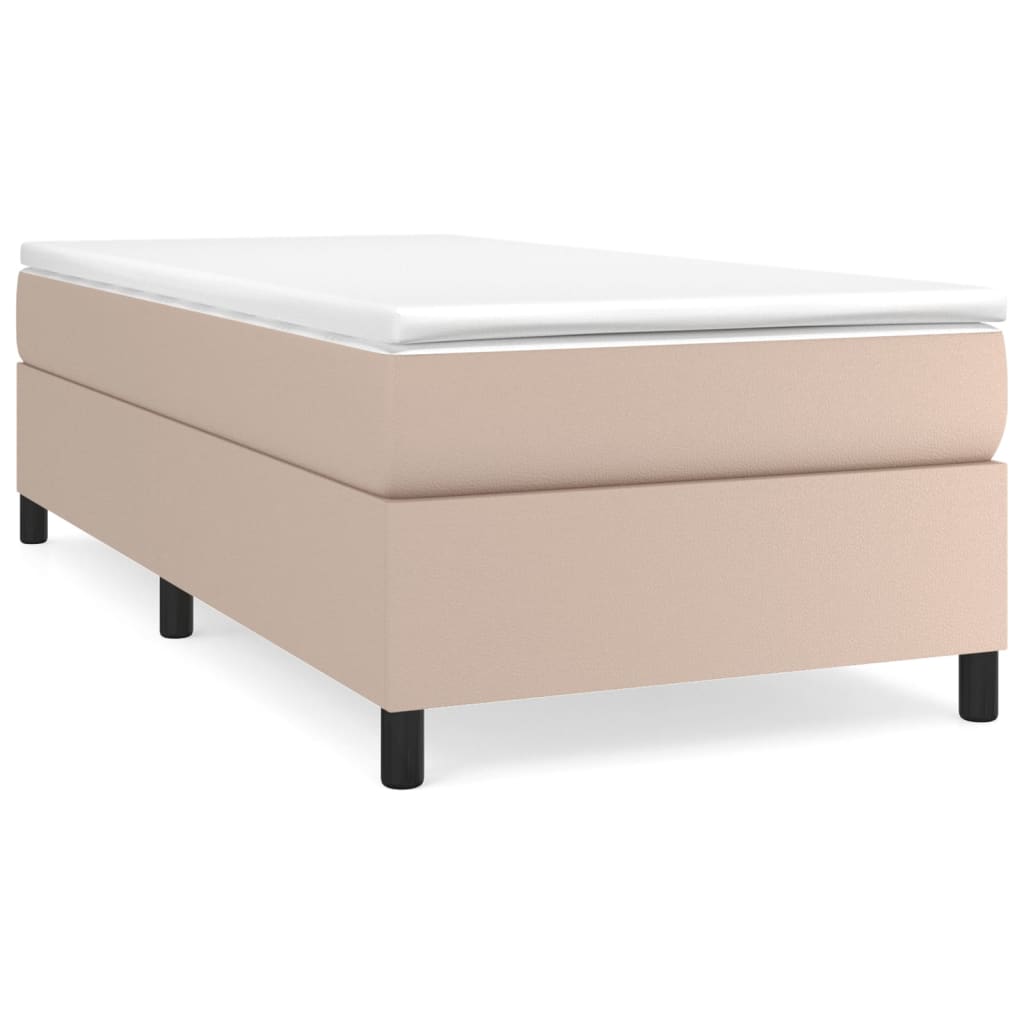 Boxspring bed kunstleer cappuccinokleurig 100x200 cm is nu te koop bij PeponiXL, paradijselijk wonen!