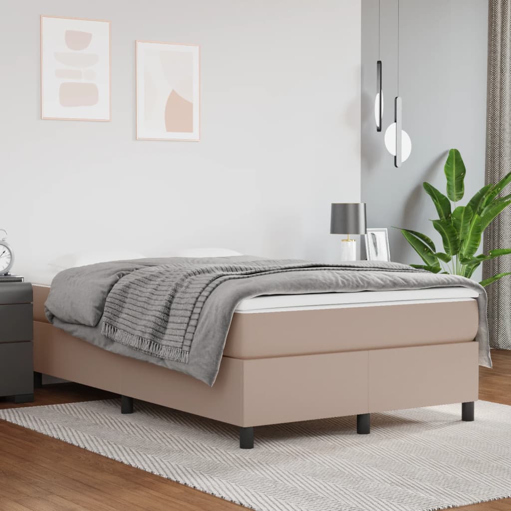 Boxspring bed kunstleer cappuccinokleurig 120x200 cm is nu te koop bij PeponiXL, paradijselijk wonen!