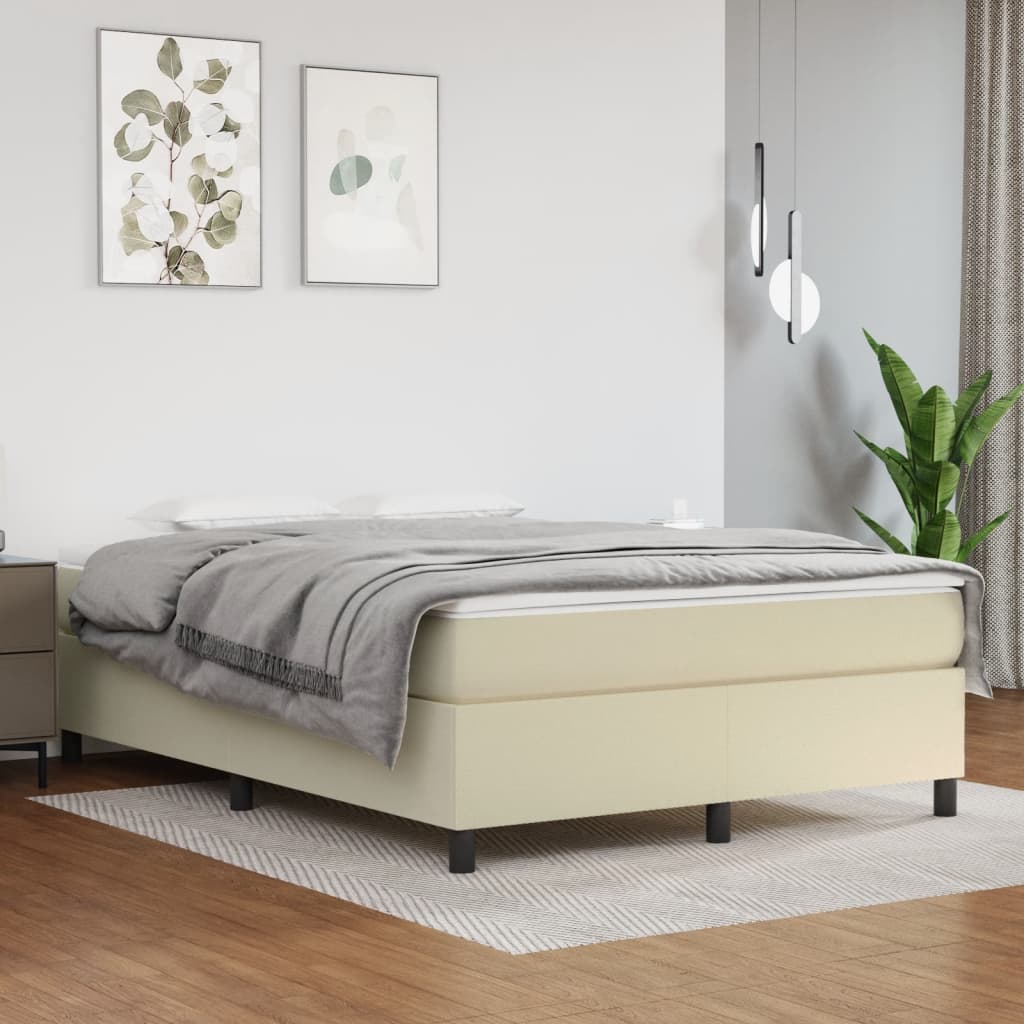 Boxspring bed kunstleer crèmekleurig 140x190 cm is nu te koop bij PeponiXL, paradijselijk wonen!