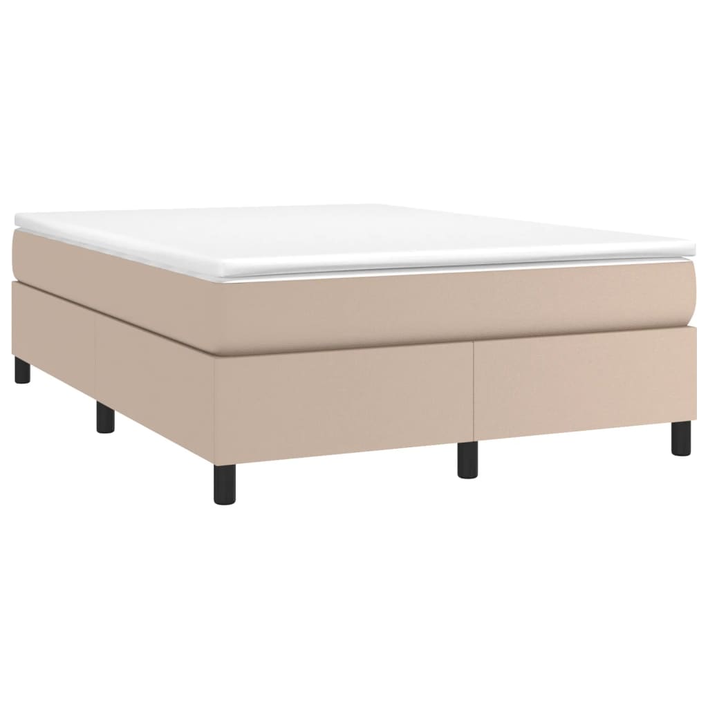 Boxspring bed kunstleer cappuccinokleurig 140x200 cm is nu te koop bij PeponiXL, paradijselijk wonen!