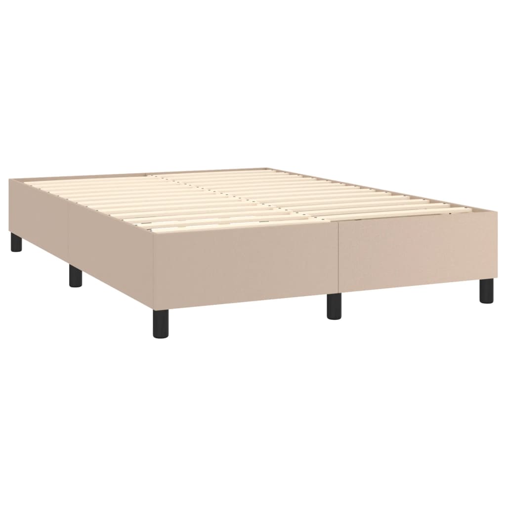 Boxspring bed kunstleer cappuccinokleurig 140x200 cm is nu te koop bij PeponiXL, paradijselijk wonen!