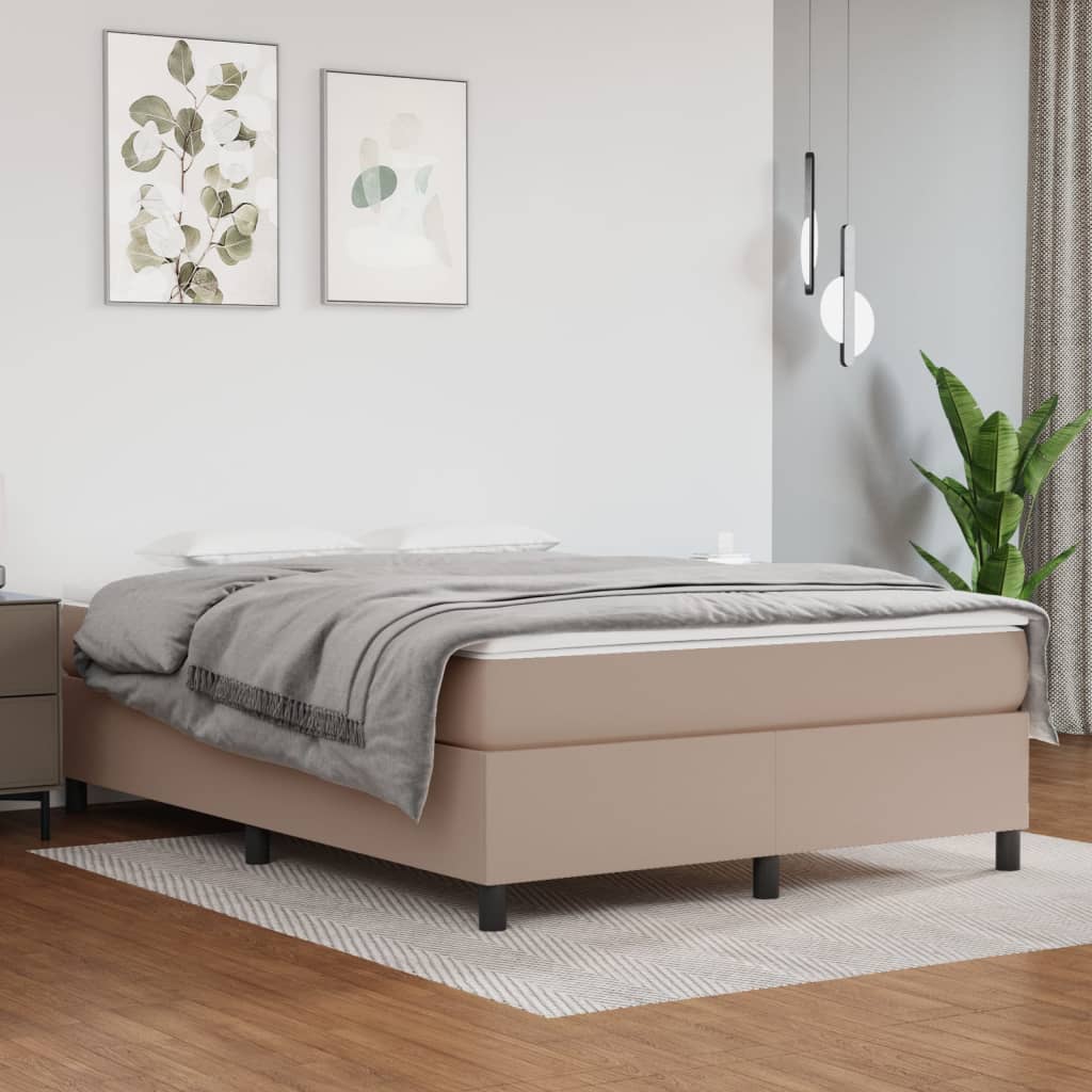 Boxspring bed kunstleer cappuccinokleurig 140x200 cm is nu te koop bij PeponiXL, paradijselijk wonen!
