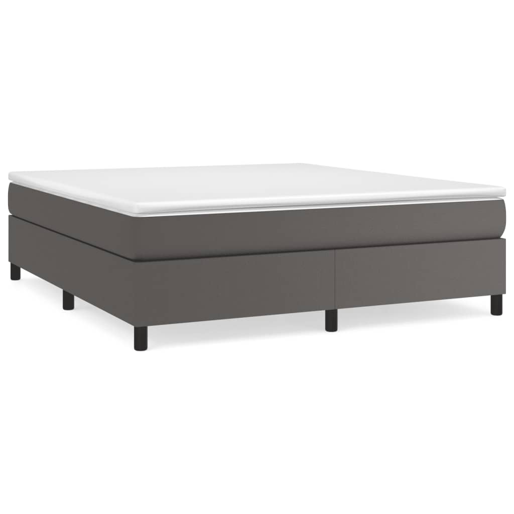 Boxspring bed kunstleer grijs 160x200 cm is nu te koop bij PeponiXL, paradijselijk wonen!
